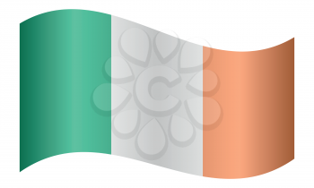Flag of Ireland waving on white background