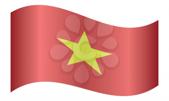 Flag of Vietnam waving on white background