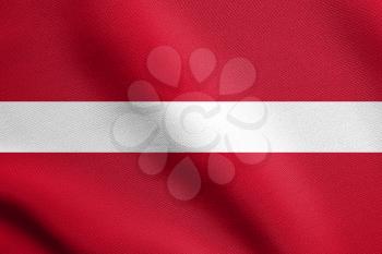 Flag of Latvia waving in the wind with detailed fabric texture. Latvian national flag.