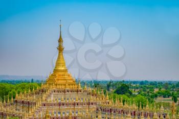 Beautiful buddhist pagoda in Monywa, Myanmar, Southeast Asia