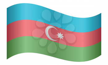 Flag of Azerbaijan waving on white background. Azerbaijani national flag.