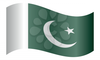 Flag of Pakistan waving on white background. Pakistani national flag.