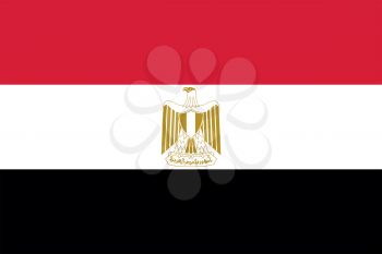 Flag of Egypt in correct size, proportions and colors. Accurate official standard dimensions. Egyptian national flag. Arab Republic of Egypt patriotic symbol, banner, background. Vector illustration