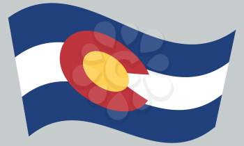 Colorado official flag, symbol. American patriotic element. USA banner. United States of America background. Flag of the US state of Colorado waving on gray background , vector