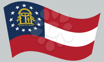 Georgian official flag, symbol. American patriotic element. USA banner. United States of America background. Flag of the US state of Georgia waving on gray background, vector