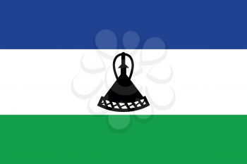 Lesotho national official flag. Basotho african patriotic symbol, banner, element, background. Accurate dimensions. Flag of Lesotho in correct size and colors, vector illustration