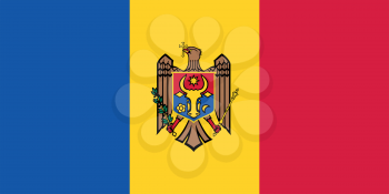 Moldovan national official flag. Patriotic symbol, banner, element, background. Accurate dimensions. Flag of Moldova in correct size and colors, vector illustration