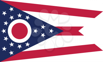 Ohioan official flag, symbol. American patriotic element. USA banner. United States of America background. Flag of the US state of Ohio in correct size, colors on white background, vector illustration