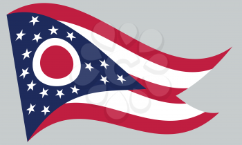 Ohioan official flag, symbol. American patriotic element. USA banner. United States of America background. Flag of the US state of Ohio waving on gray background, vector