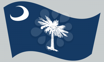 South Carolinian official flag, symbol. American patriotic element. USA banner. United States of America background. Flag of the US state of South Carolina waving on gray background, vector