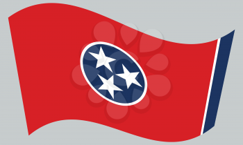 Tennessean official flag, symbol. American patriotic element. USA banner. United States of America background. Flag of the US state of Tennessee waving on gray background, vector