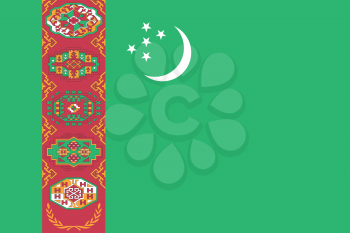 Turkmen national official flag. Patriotic symbol, banner, element, background. Accurate dimensions. Flag of Turkmenistan in correct size and colors, vector illustration