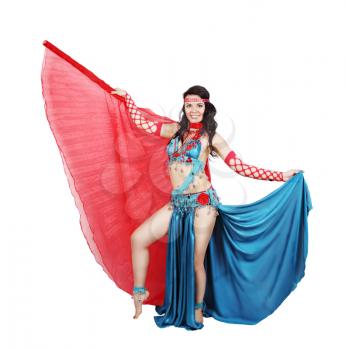 Beautiful dancer in eastern costume with wings