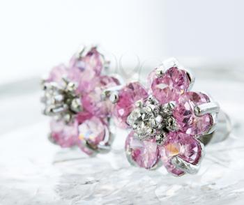 Silver earrings in the shape of a flower