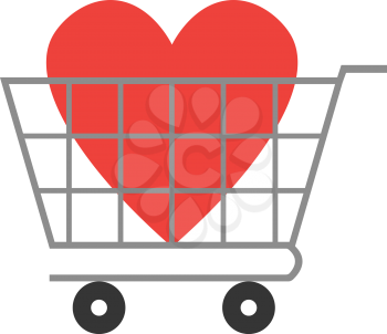 Vector red x mark inside in grey shopping cart.