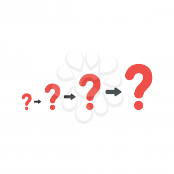 Flat design style vector illustration concept of growing problems with red question marks symbol icon on white background.