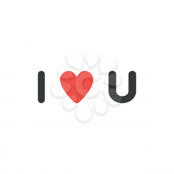 Flat design style vector illustration concept of black and red i love you abbreviation text with red heart symbol icon on white background.