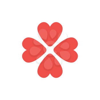 Flat design style vector illustration concept of rotated four red heart symbol icons on white background.