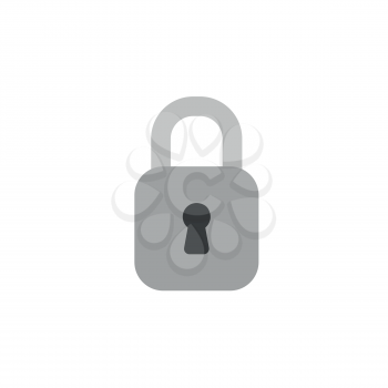 Flat design style vector illustration of grey closed, locked padlock symbol icon on white background.