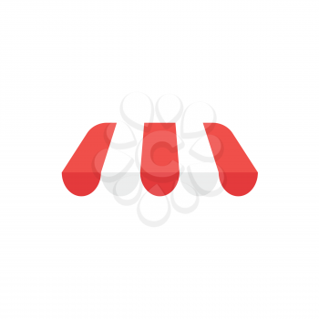Flat design style vector illustration of red and white awning symbol icon without shop or store building on white background.