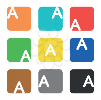 Vector logo element. The letter A is in a square shape with rounded edges and different colors.