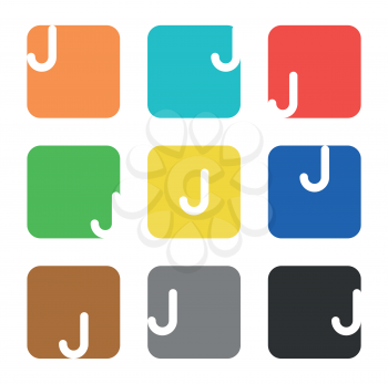 Vector logo element. The letter J is in a square shape with rounded edges and different colors.