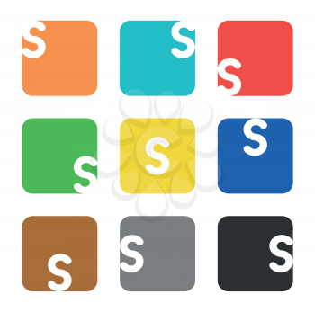Vector logo element. The letter S is in a square shape with rounded edges and different colors.