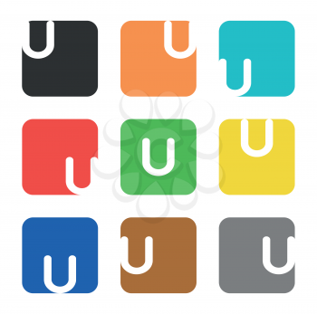 Vector logo element. The letter U is in a square shape with rounded edges and different colors.