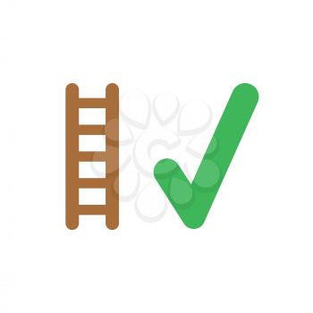 Vector illustration icon concept of wooden ladder with check mark.