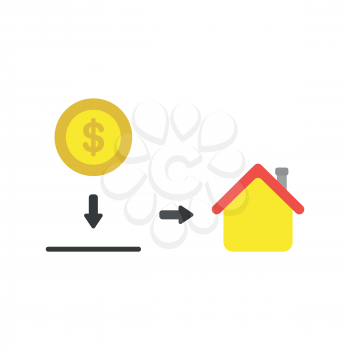 Vector illustration icon concept of dollar money coin inside moneybox for house.
