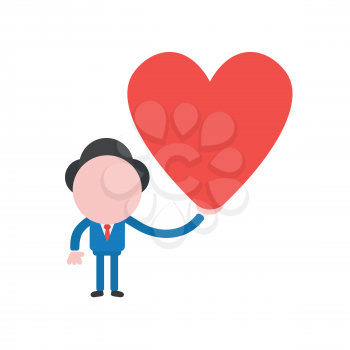 Vector illustration concept of businessman character holding red heart icon.