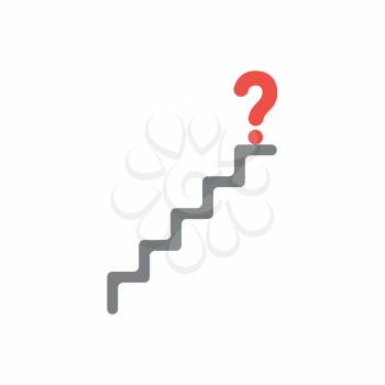 Flat design vector illustration concept of red question mark symbol icon at top of grey stairs.