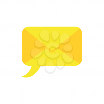 Flat design vector illustration concept of yellow speech bubble closed envelope symbol icon.