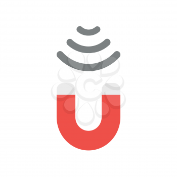 Flat design vector illustration of red magnet symbol icon attracting.
