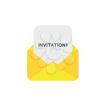 Vector illustration concept of open envelope icon with invitation word written on paper.