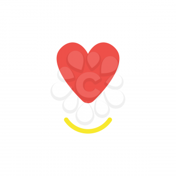 Vector illustration concept of red heart symbol with smiling mouth.