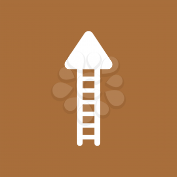 Flat vector icon concept of ladder arrow moving up on brown background.