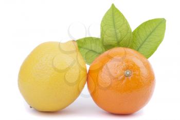 Royalty Free Photo of a Tangerine and a Lemon