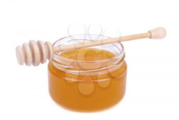 Honey jar and spoon for honey.