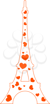 Tower of Paris. Tower in the heart. Vector illustration .