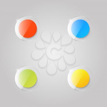 Colored glass buttons on a gray background. Vector illustration .