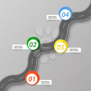The winding road with banners. Vector illustration .