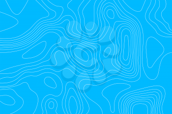 Topographic map of white lines on a blue background. Vector illustration .