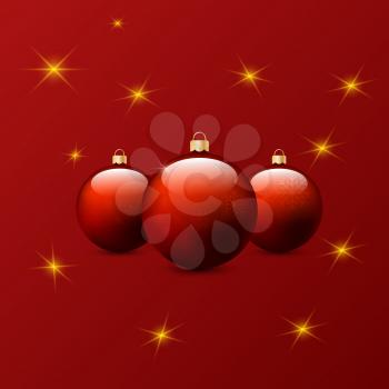 Christmas toys on a red background. Vector illustration .