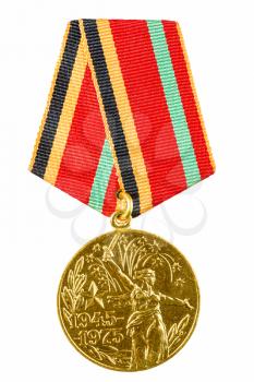 Russian (soviet) medal for participation in the Second World War on white isolated background