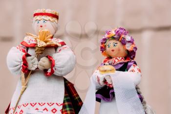 Belarusian Folk Doll. National Traditional Folk Dolls Are Popular Souvenirs From Belarus.