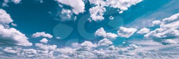 Blue And White Colors Sky Abstract Background. Panorama Panoramic View