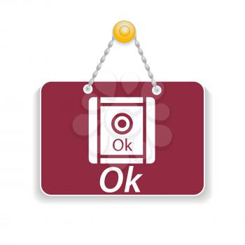 Shopping sign board with icon ok