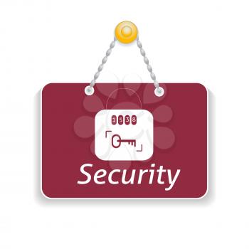 Shopping sign board with icon security