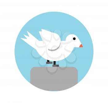 Abstract seagull in flat design on blue background